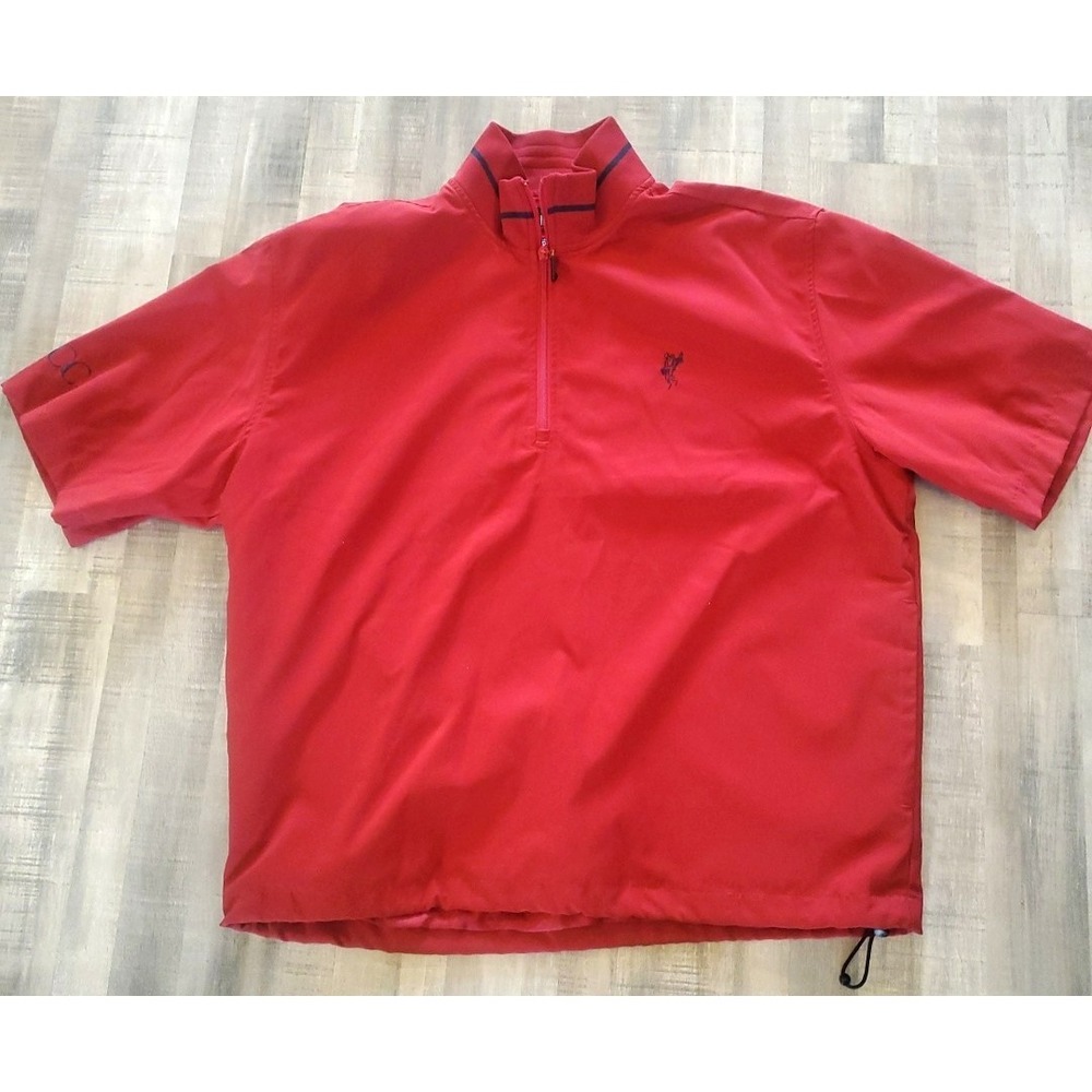 Ashworth Men's Med Red 1/4 Zip Mock Neck‎ Golf Windbreaker Pullover Sweater